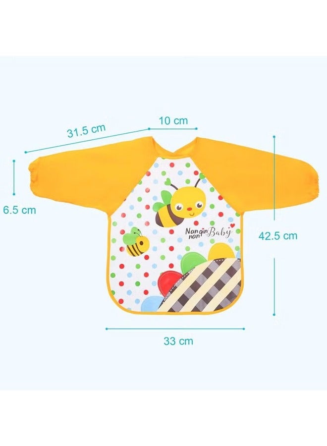 اتش واي المرايل مع الأكمام ، 4 قطع إيفا الطفل مريلة للماء طويلة الأكمام مريلة للجنسين تغذية المرايل ساحة جميل لطيف المرايل الكرتون لطفل رضيع من 6 أشهر إلى 3 سنوات من العمر - Image 3