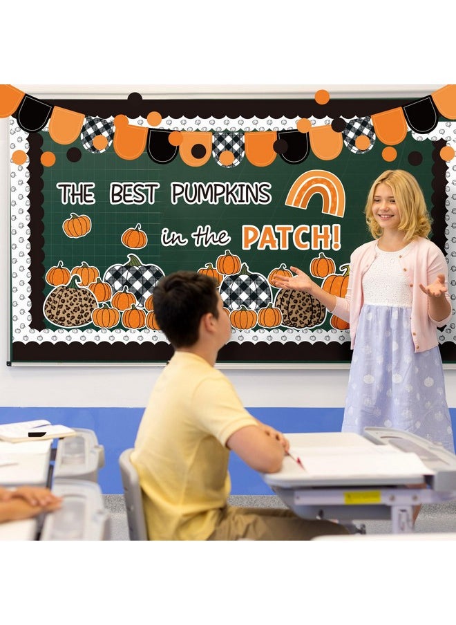 Haooryx Haooryx 154Pcs Black White Fall Pumpkin Bulletin Board Decoration, Autumn Pumpkin Rainbow Patch Paper Patterned Cutouts for Fall Thanksgiving Harvest Party Supplies School Classroom Blackboard Decor  - Image 4