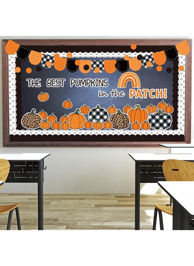 Haooryx Haooryx 154Pcs Black White Fall Pumpkin Bulletin Board Decoration, Autumn Pumpkin Rainbow Patch Paper Patterned Cutouts for Fall Thanksgiving Harvest Party Supplies School Classroom Blackboard Decor  - Image 5