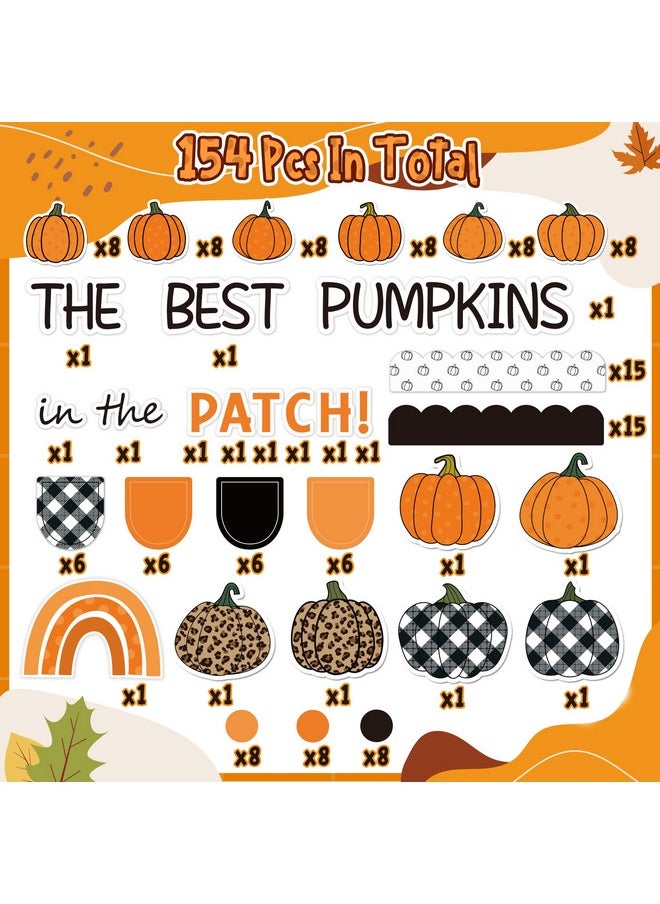 Haooryx Haooryx 154Pcs Black White Fall Pumpkin Bulletin Board Decoration, Autumn Pumpkin Rainbow Patch Paper Patterned Cutouts for Fall Thanksgiving Harvest Party Supplies School Classroom Blackboard Decor  - Image 2