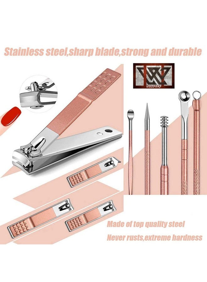 Wazdorf 18 In 1 Stainless Steel Professional Manicure Set Nail Cutter For Women Nail Scissors Luxury Grooming Kit Manicure Pedicure Kit For Women Nail Acne Remover Needle (18 In 1) - Image 2