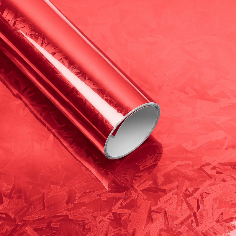 Lypumso Forged Carbon Fiber Vinyl Wrap Gloss Holograpgic Chrome Mirror Car Wrap Vinyl DIY Auto Sticker Decal Film Sheet with Bubble Free Air Release Red 1ft x 5ft