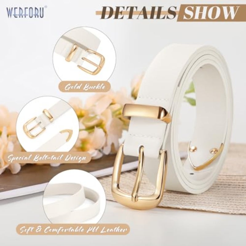 WERFORU Women Belt Fashion Leather Belt for Pants Jean Women Leather Belts with Gold Buckle - Image 4