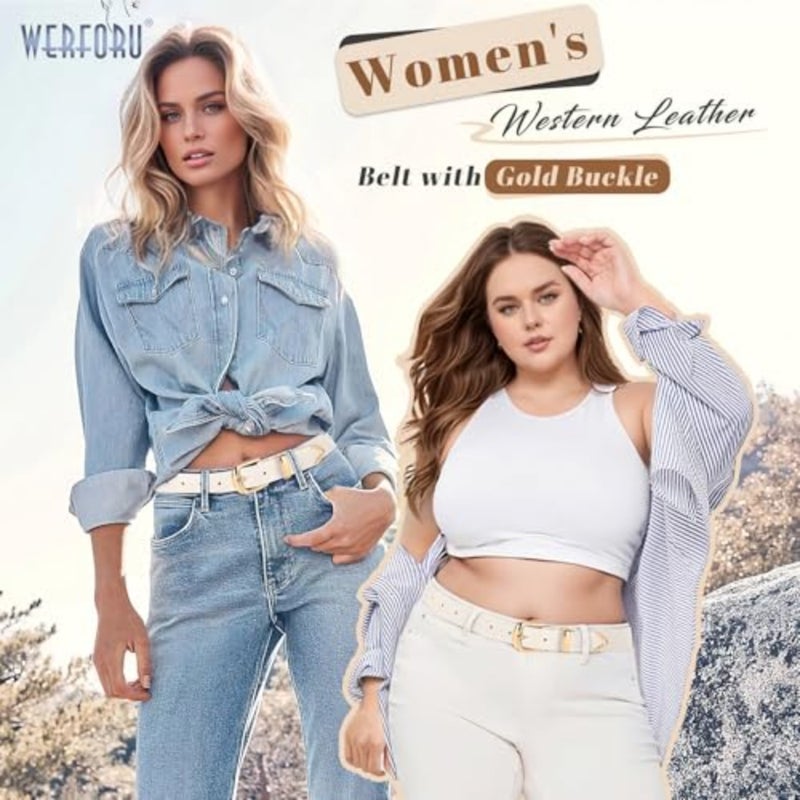 WERFORU Women Belt Fashion Leather Belt for Pants Jean Women Leather Belts with Gold Buckle - Image 3