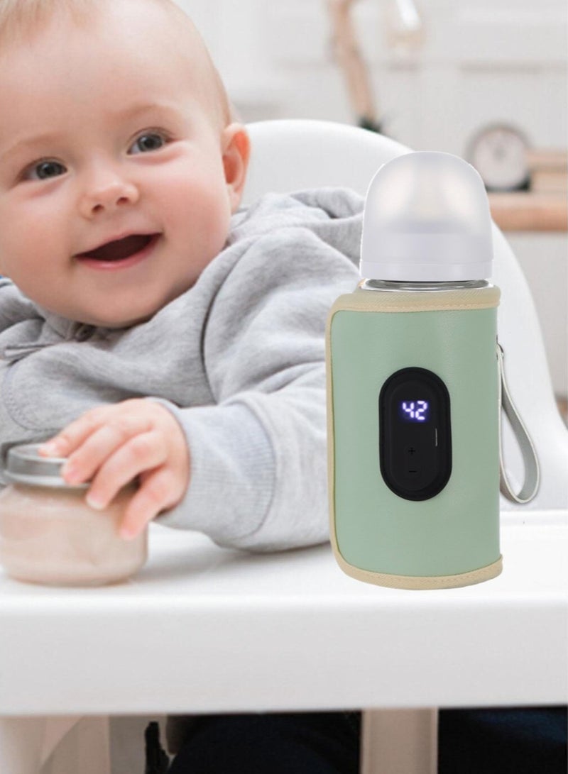 20-Gear Portable Baby Bottle Quick Warmer With Digital Display And Waterproof Thermostatic Bottle Cover (Green) - Image 1