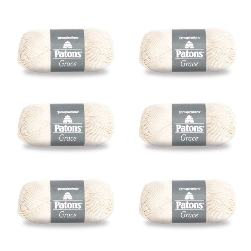 Patons Grace Natural Yarn  6 Pack of 175oz50g  Cotton  3 DK  136 Yards  KnittingCrochet