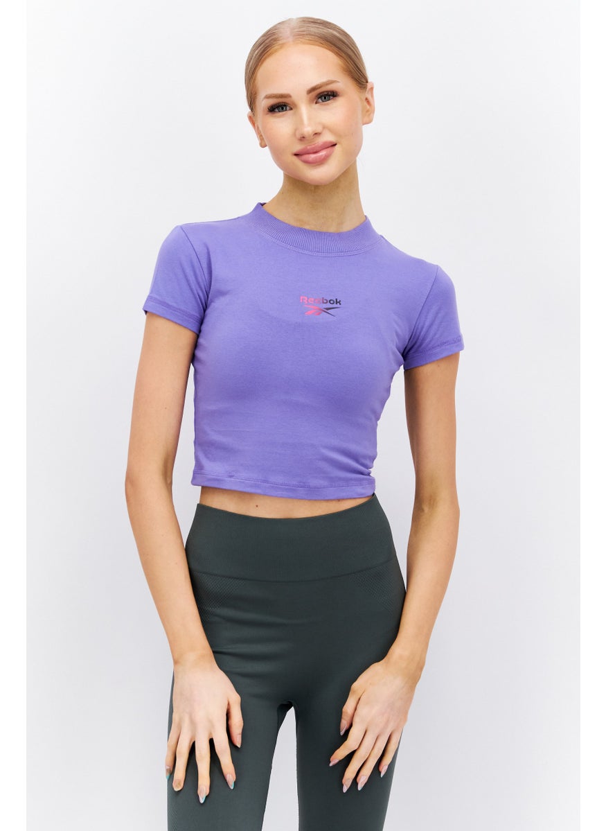 Reebok Women Sportswear Fit Short Sleeves Outdoor Top, Purple  - Image 1