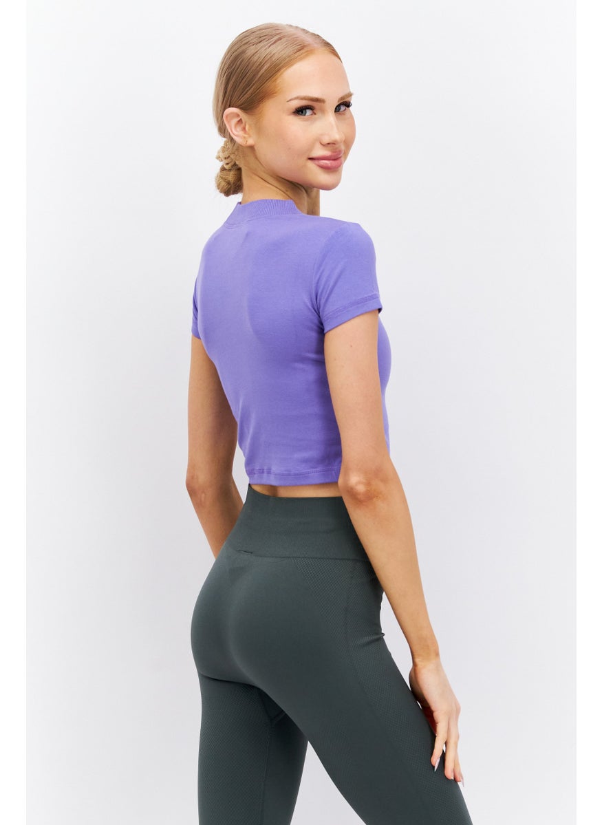 Reebok Women Sportswear Fit Short Sleeves Outdoor Top, Purple  - Image 3