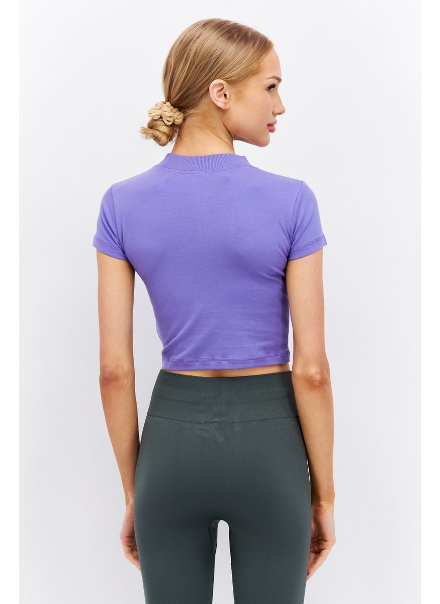 Reebok Women Sportswear Fit Short Sleeves Outdoor Top, Purple  - Image 2