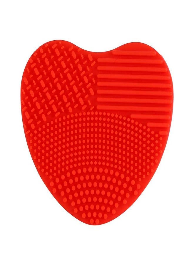 Sonew Makeup Brush Cleansing Brush Cleaner,Soft Silicone Washing Scrubber,Heart shaped Scrub for Cosmetic Makeup Brush Cleaning Mat Red - Image 2