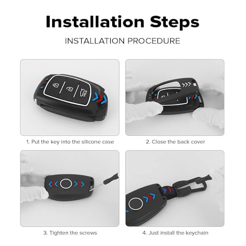 Keyzone ABS Key Cover for Hyundai i20, Creta, Venue, Tucson, Alcazar, Verna, Xcent, Aura, Elantra, 3 Button Smart Key (Black) - Image 5