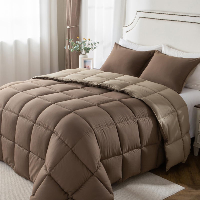 KASENTEX California King Comforter Set Reversible Dual Color Goose Down Alternative UltraSoft Lightweight Machine Washable Maintain Fluffiness All Season Warmth CubElmwood