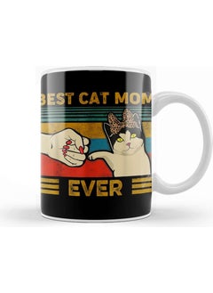 Baskı Dükkanı Print Shop Vintage Best Cat Mom Ever Fist Bump Gift 01 Mug Porcelain 