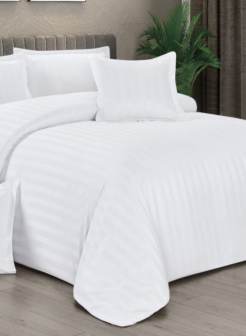 مون طقم سرير مخطط مقاس كينج مكون من 6 قطع أبيض 250x230 سم - Image 3