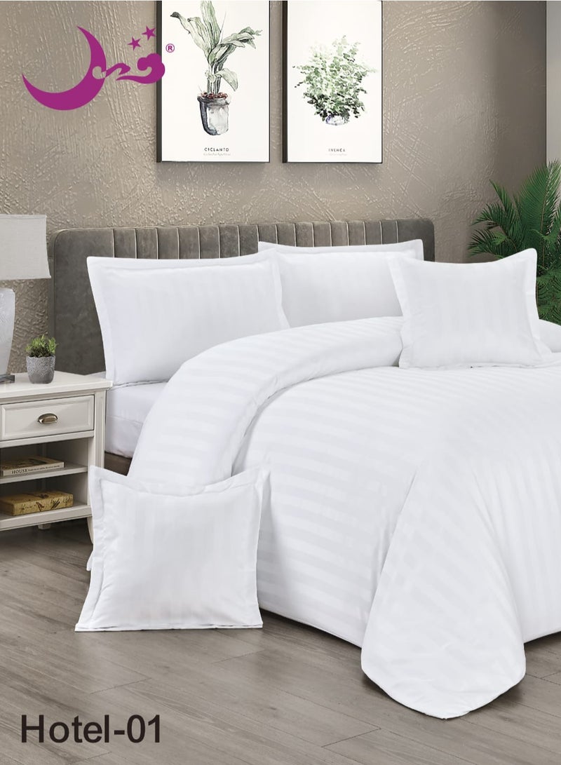 مون طقم سرير مخطط مقاس كينج مكون من 6 قطع أبيض 250x230 سم - Image 4