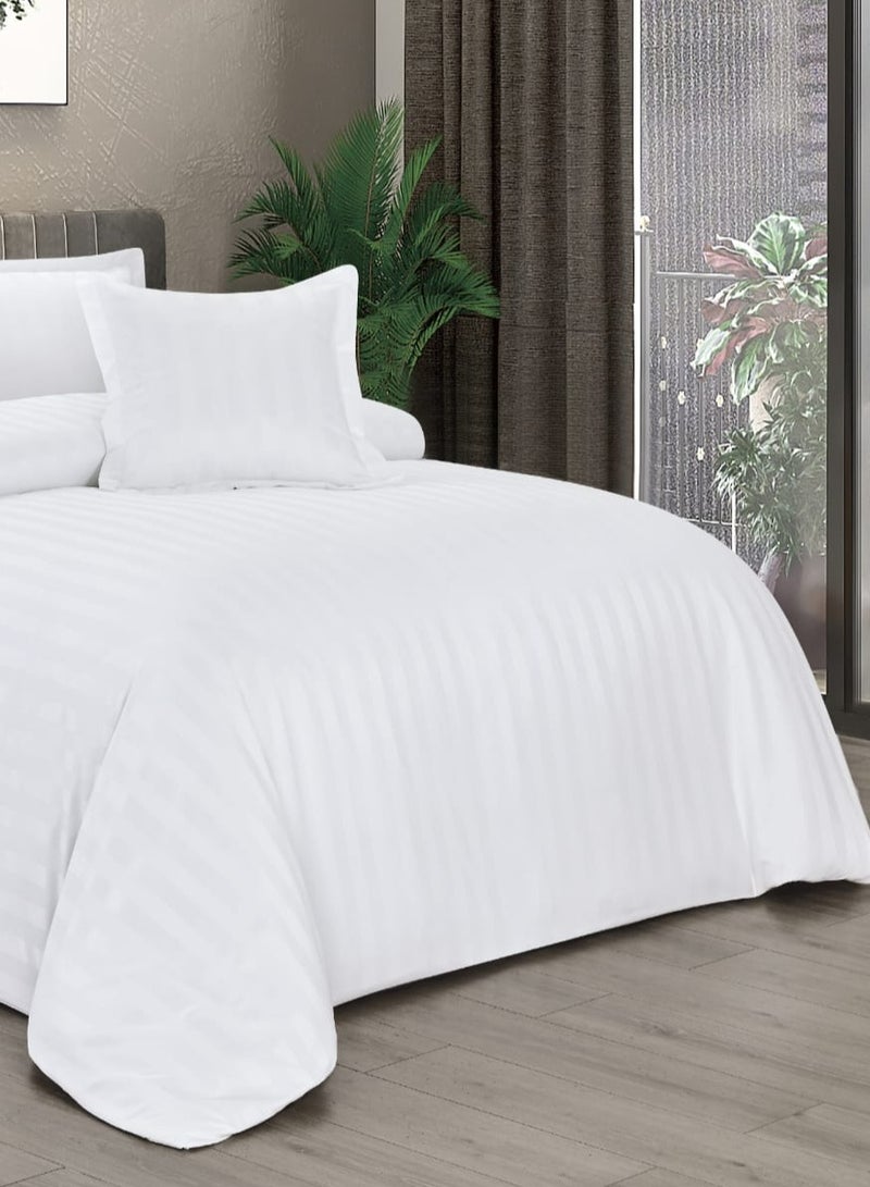 مون طقم سرير مخطط مقاس كينج مكون من 6 قطع أبيض 250x230 سم - Image 2