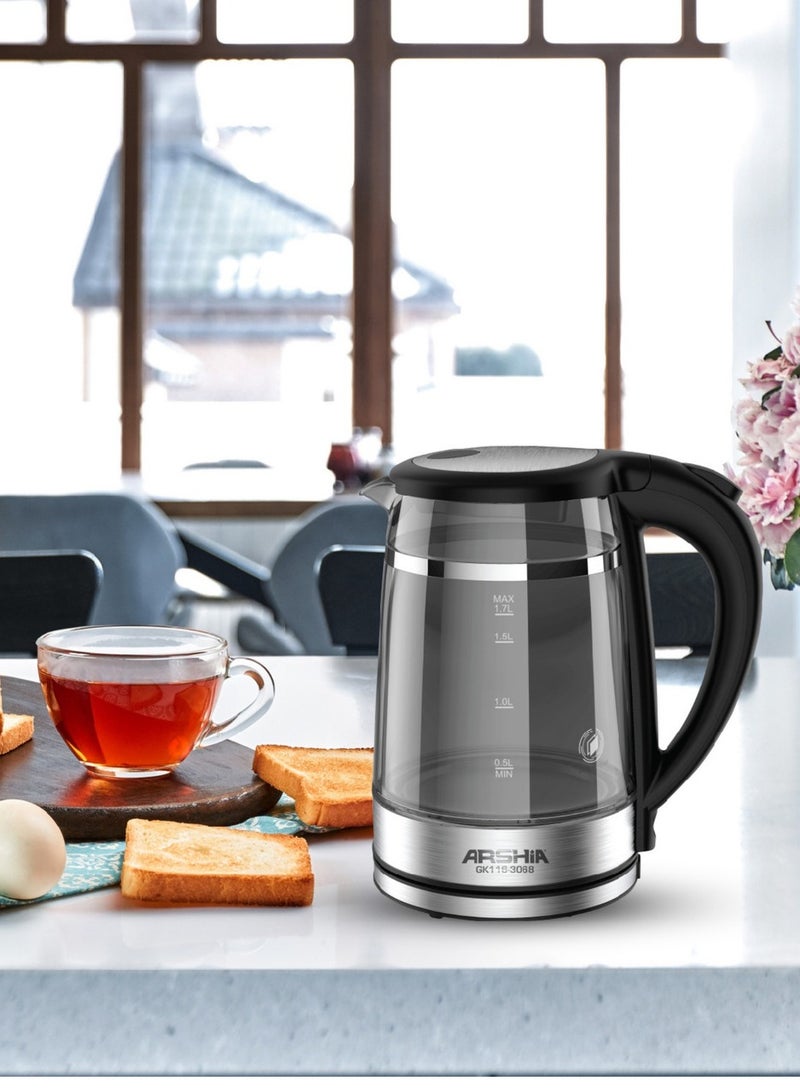 Arshia Titanium Electric Kettle – 1.7L Capacity – Elegant Glass Design - Image 2