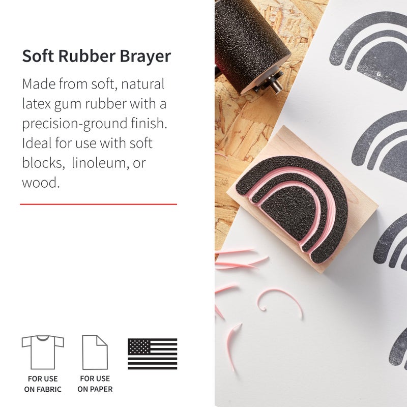Speedball Soft Rubber Brayer, 1.5-Inch - Roller For Printmaking, Gel & Block Printing and Crafting - Made in USA - Image 3