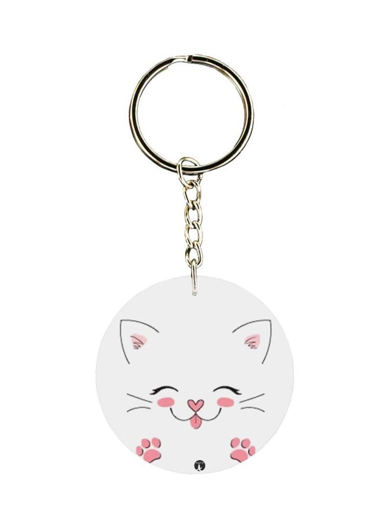 Cat Printed Single Sided Keychain