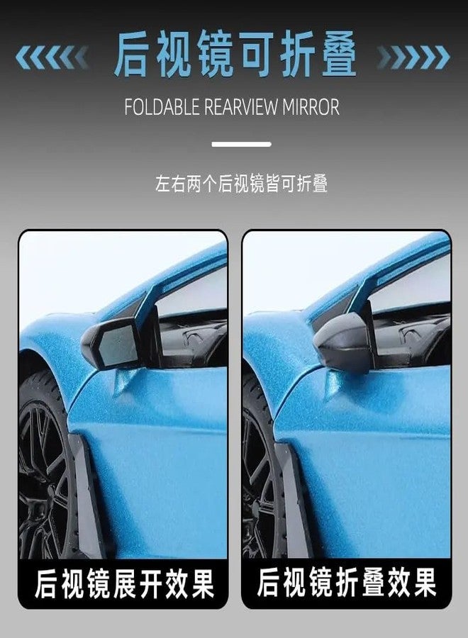 TONIRY Scale Exclusive Alloy Metal Pull Back Die-cast Car Model with Sound Light Mini Auto Toy for Kids Metal Model Toy Car with Sound and Light (1:24 Lamborghini Revuelto LB774-BLUE) - Image 5