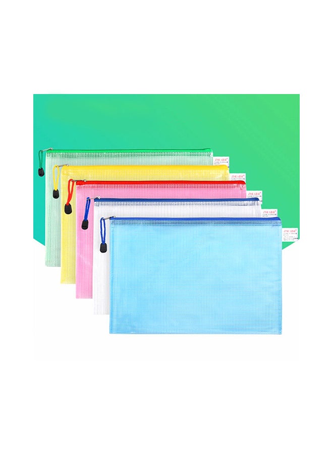 10-Piece Zipper Plastic Mesh Document File Bag Set Multicolour