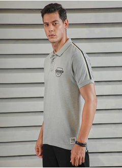 HIGH STAR Slogan Print Regular Fit Polo Neck T-Shirt by Styli  - Image 3