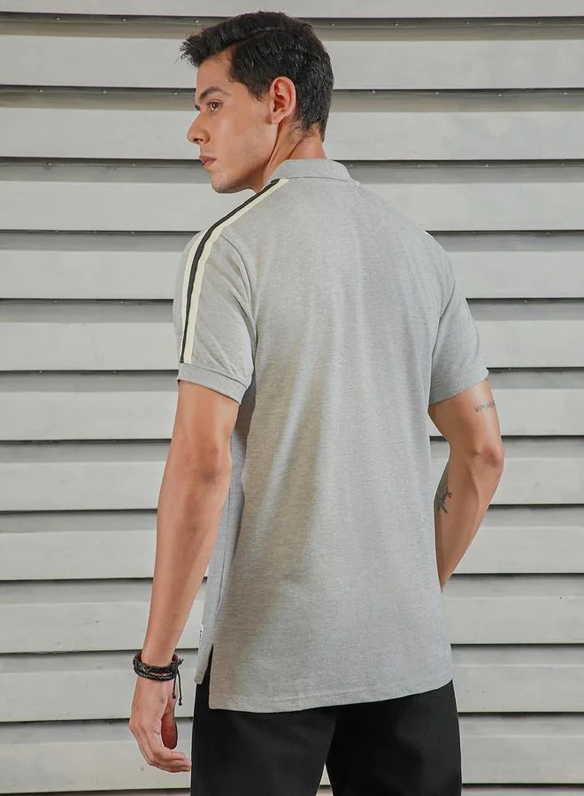 HIGH STAR HIGH STAR Slogan Print Regular Fit Polo Neck T-Shirt