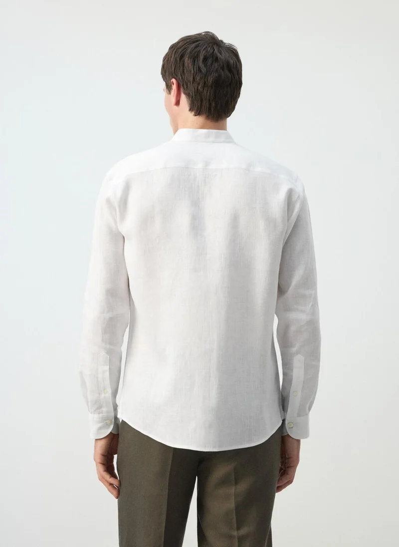 مانجو مان 100% linen Mao collar shirt
