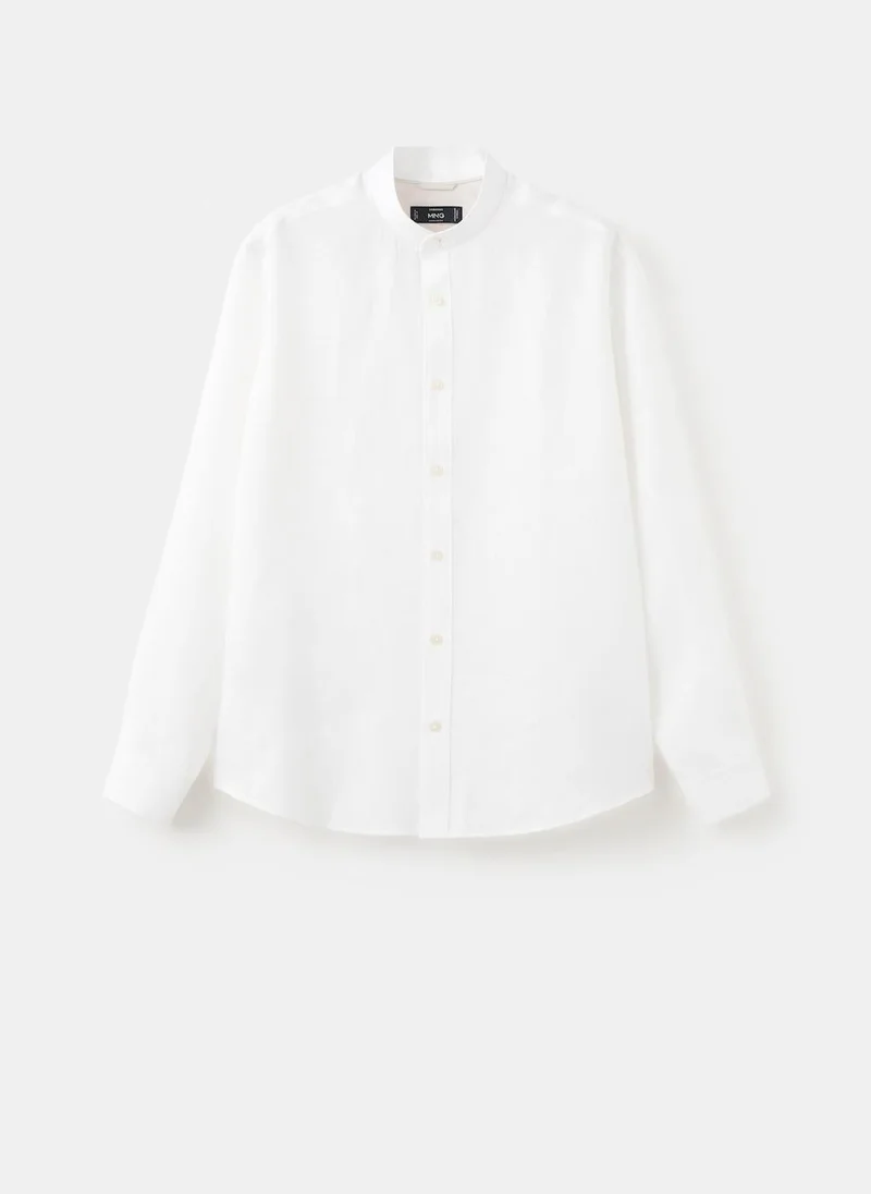 Mango Man  100% linen Mao collar shirt for Men | Best Price UAE