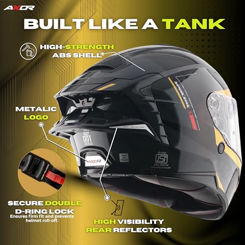 AXOR Brutale Kryptic Dual Spoiler Helmet – Aerodynamic Full Face Design | Certified (ISI, DOT, ECE) | Premium Safety & Comfort- Black Yellow, Size:L - Image 4