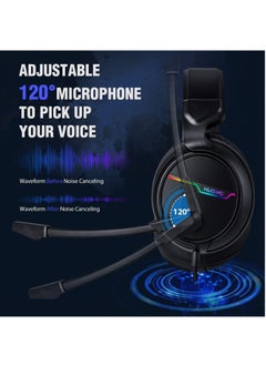 NUBWO N18 Gaming Headset with LED Light,3.5mm Surround Stereo Gaming Headphones with Mic Soft Memory Earmuffs for PC,Laptop  - Image 2