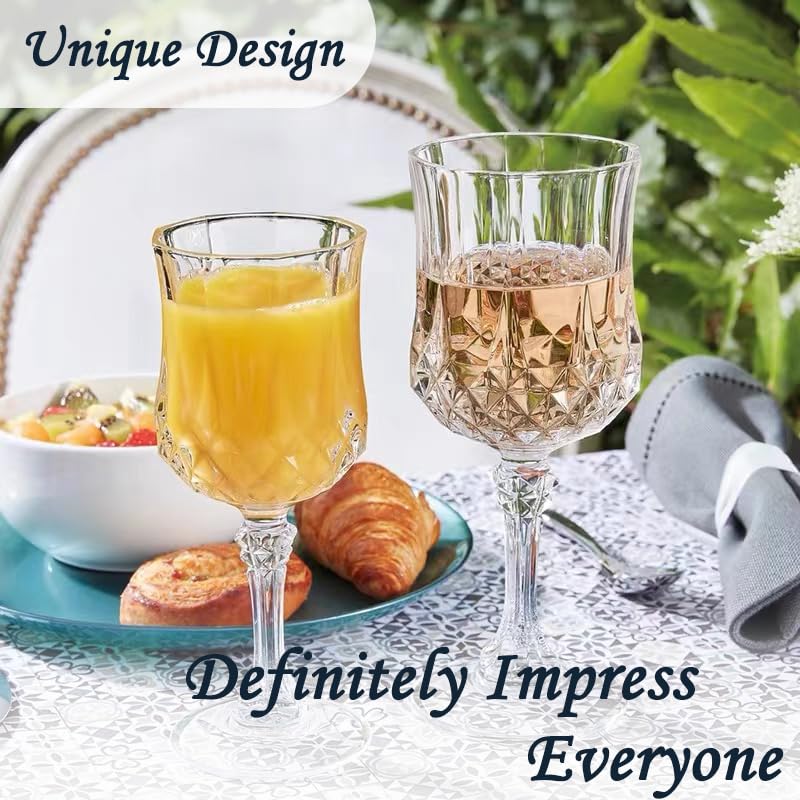 LEYIQU Plastic Wine Glasses, Plastic Goblets Vintage Style Cordial Unbreakable Drinking Glasses, Reusable Drinkware for Wedding Reception, Grand Event Party Supplies, Easter(48, Transparent) - Image 4