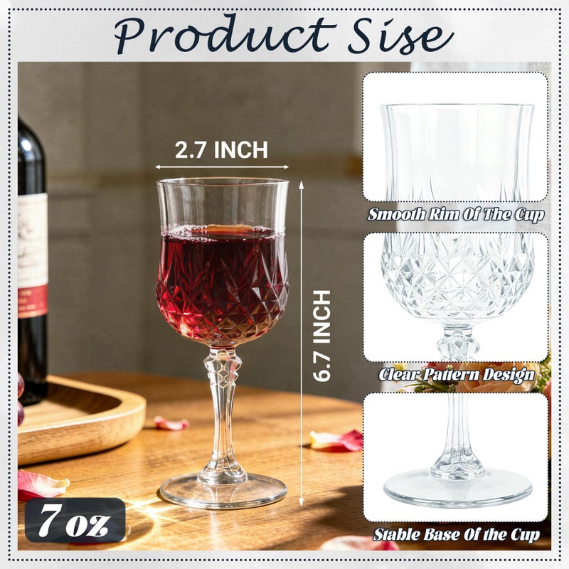 LEYIQU Plastic Wine Glasses, Plastic Goblets Vintage Style Cordial Unbreakable Drinking Glasses, Reusable Drinkware for Wedding Reception, Grand Event Party Supplies, Easter(48, Transparent) - Image 2