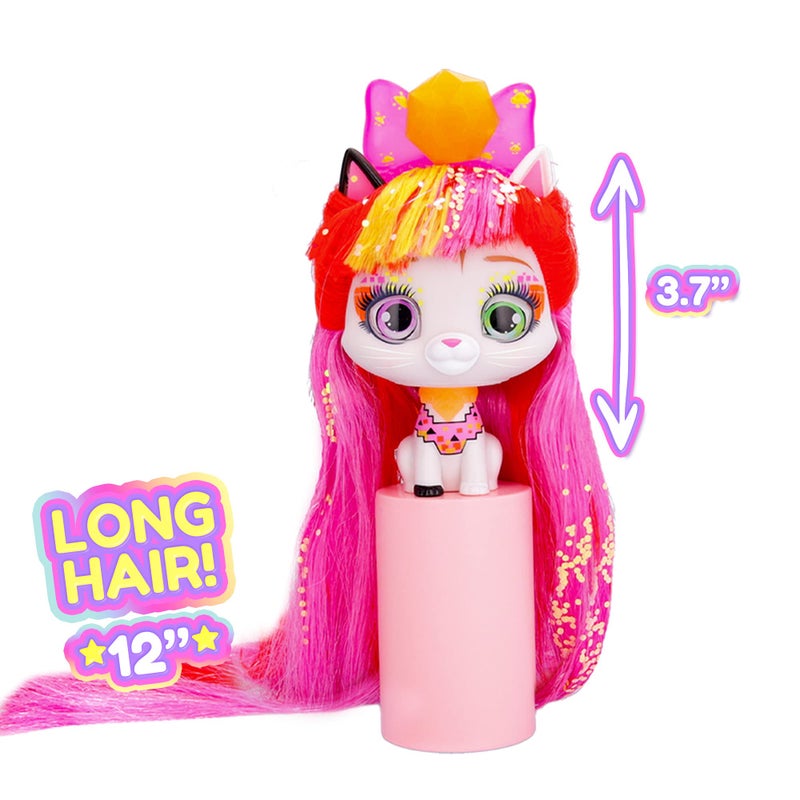 IMC Toys VIP Pets Cats - Elektra- Includes 1 VIP Pets Neon Cat Doll, 10 Surprises, 8 Accessories for Hair Styling | Girls & Kids Age 3+ - Image 4
