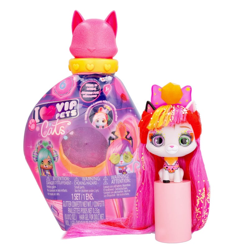 IMC Toys VIP Pets Cats - Elektra- Includes 1 VIP Pets Neon Cat Doll, 10 Surprises, 8 Accessories for Hair Styling | Girls & Kids Age 3+ - Image 1