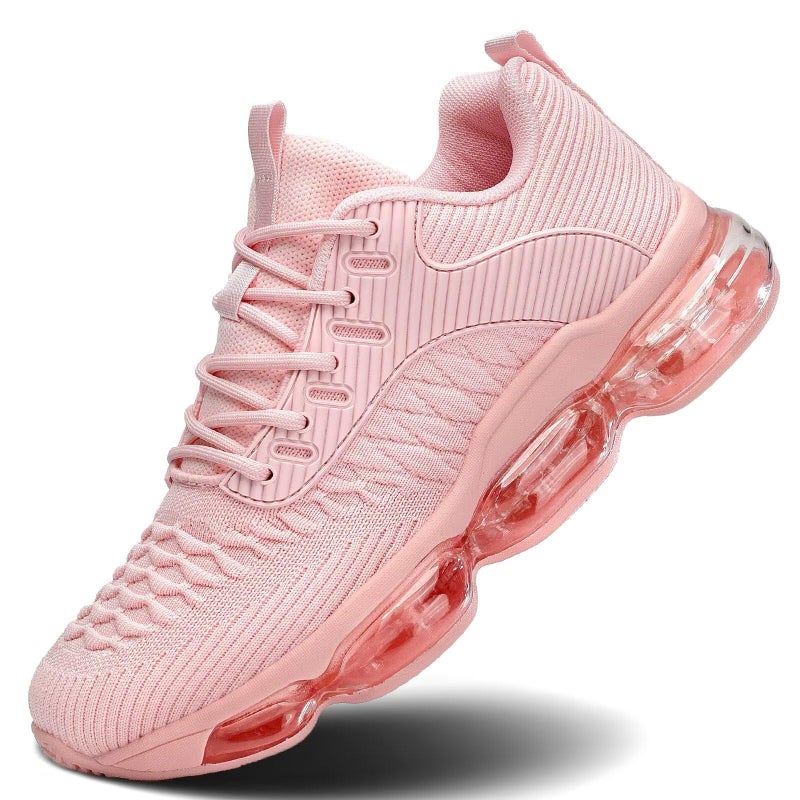 Luogoks Womens Walking Running Shoes Air Cushion Basketball Sneakers Fashion Tennis Breathable Sport Gym Fitness Cross Trainers Shoes Pink 7 - Image 1