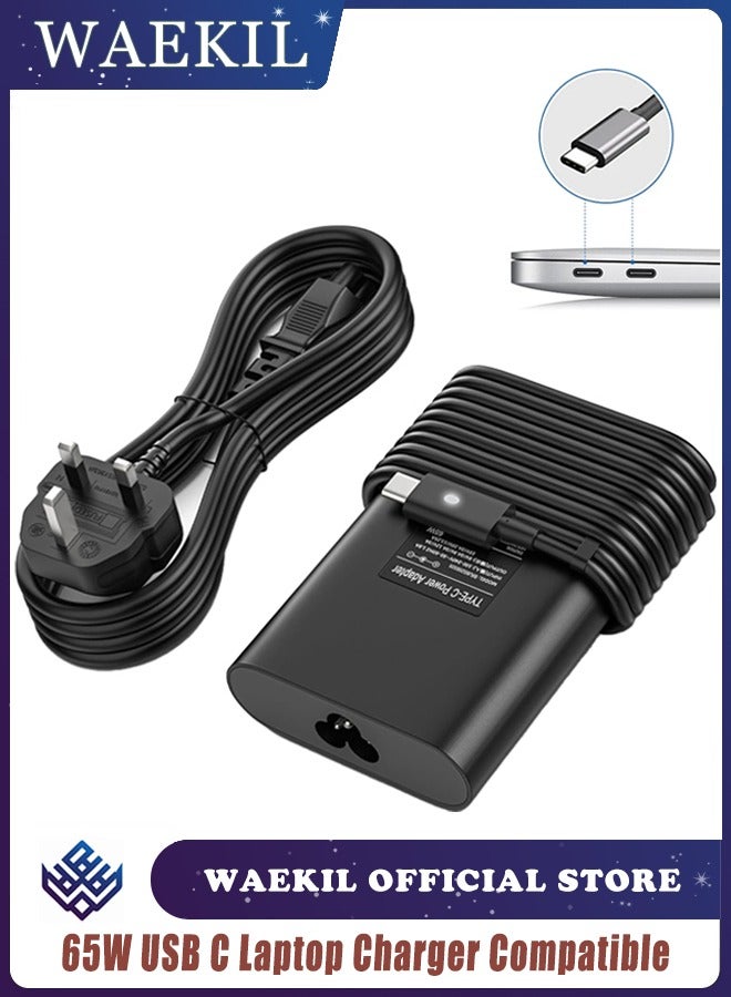 WAEKIL 65W USB C Laptop Charger Universal Type C Power Adapter Compatible with Dell XPS Lenovo ThinkPad HP Spectre EliteBook Huawei MateBook ASUS Acer Samsung Galaxy for Travel Home Office Daily Use - Image 1