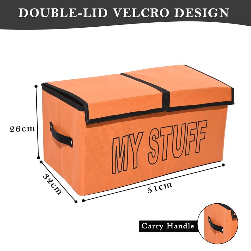 Criusia Criusia Pack of 12 Clothes Wardrobe Organizer Large 2Compartments NonWoven Cupboard Organiser Clothes Organizer Foldable Double Lid Drawer Organiser My Stuff Orange  - Image 3
