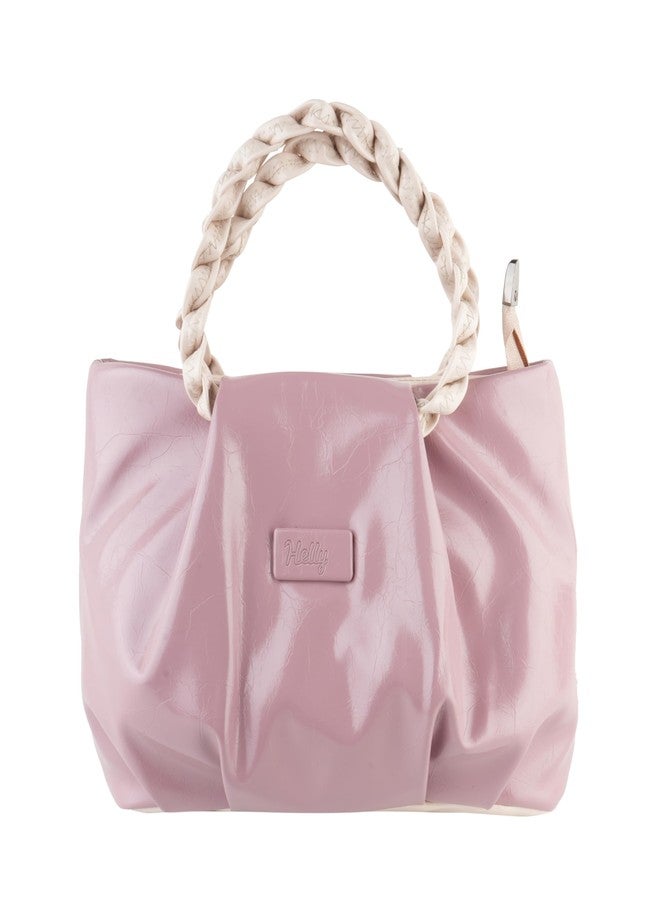 HELLY Women’s Handbag with Sling Strap | Premium Vegan Leather Maroon Bag | Braided Handle Stylish Purse | Lightweight Multi-Compartment Shoulder & Crossbody Bag for Everyday & Work (Pink) - Image 1