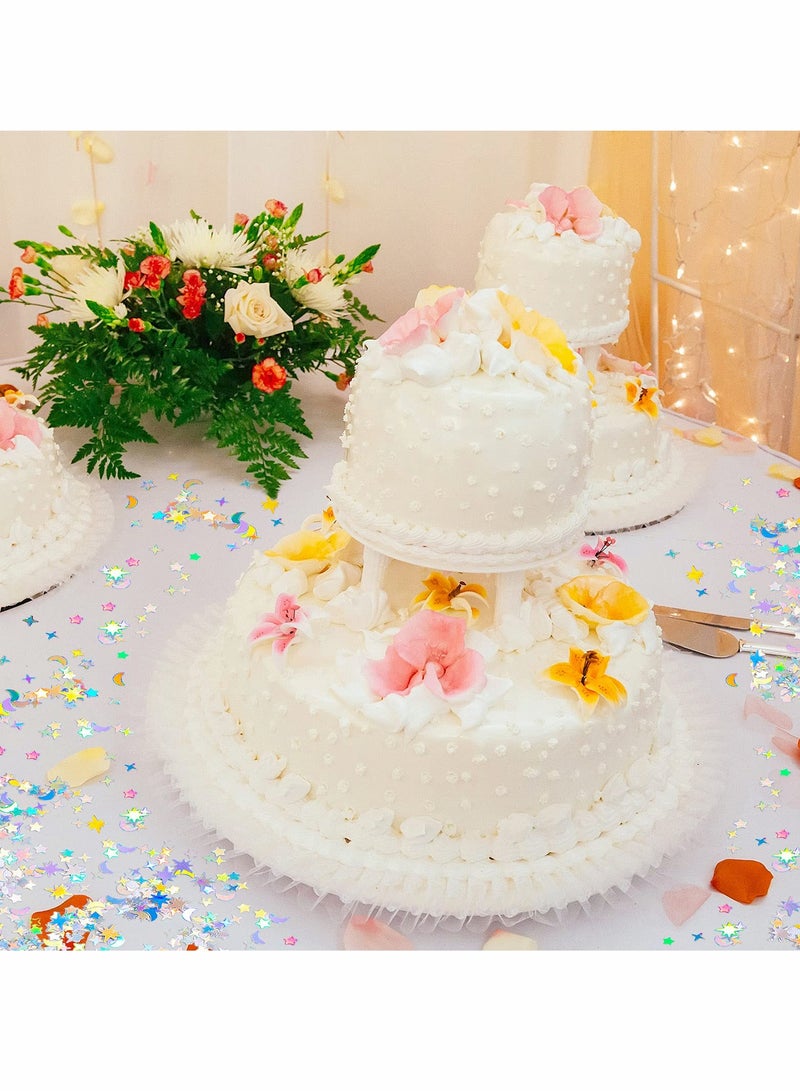 Zikra كونفيتي طاولة هولوجرافيك نجوم وقمر لامع معدني لامع، كونفيتي لامع نجوم وقمر للتشتت لحفلة عيد ميلاد، زفاف، مهرجان، ديكور DIY (3-10 مم، 150 جرام) - Image 2