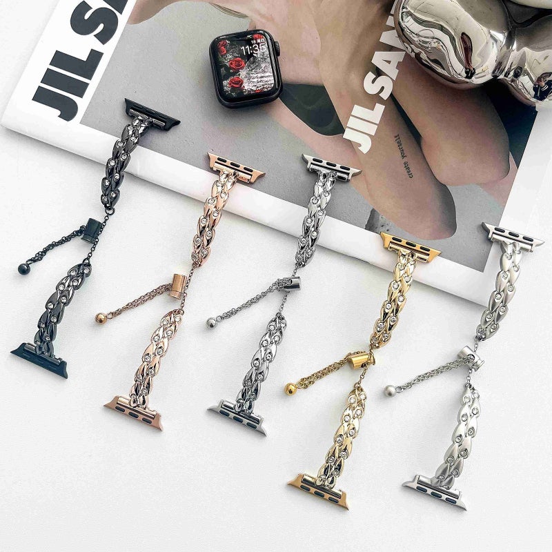 erorex For Apple Watch Se 44Mm Rhinestone Peacock Metal Bracelet Watch Band(Starlight) - Image 3