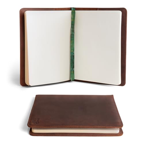 Hide & Drink, Journal Cover Compatible with Moleskine XL (7.5 x 9.75 in) with Strap, Refillable Case, Personal Planner, Full Grain Leather, Handmade Office & Work Essentials (Bourbon Brown) - Image 1