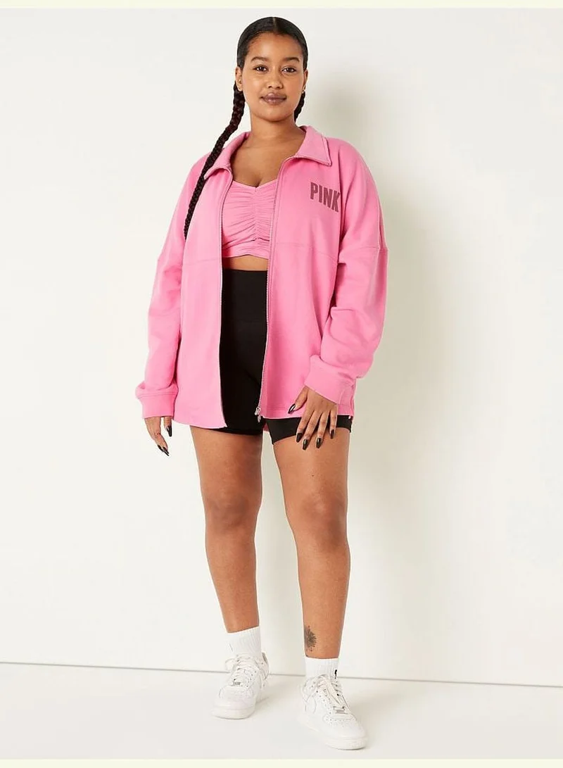 PINK Fleece Oversized Zip-Up Sweatshirt