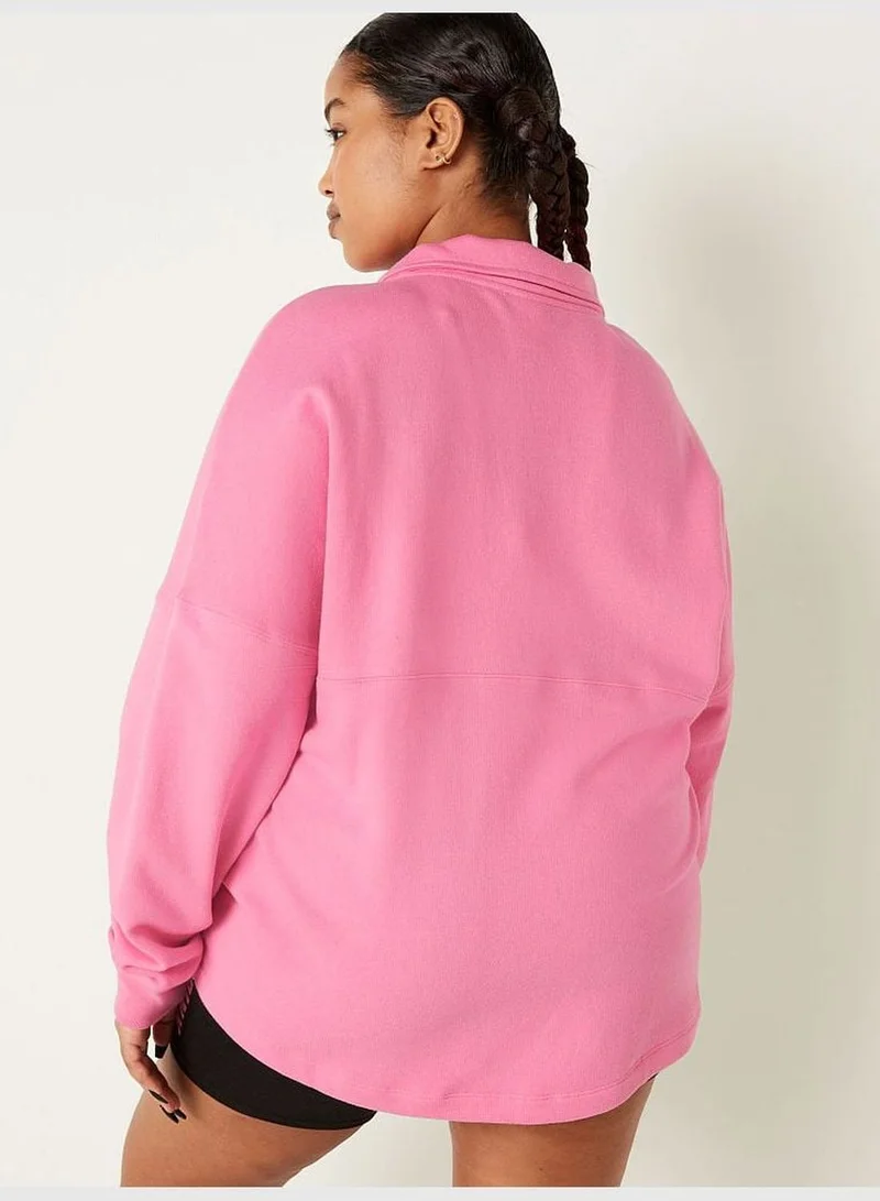 PINK Fleece Oversized Zip-Up Sweatshirt