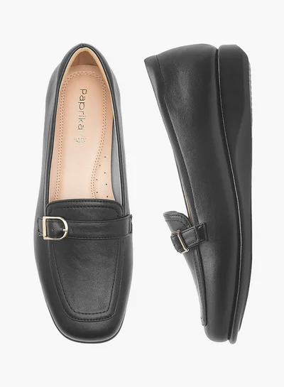 بابريكا Women's Solid Slip-On Loafers with Metal Accent