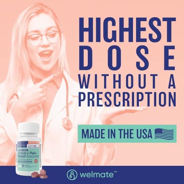 WELMATE UTI Medicine Urinary Pain Relief Maximum Strength 72 Count - Phenazopyridine HCl 99.5mg Tablets, Fast Relief for Burning, Urgency, Bladder Infection Discomfort, OTC for Men and Women - Image 3