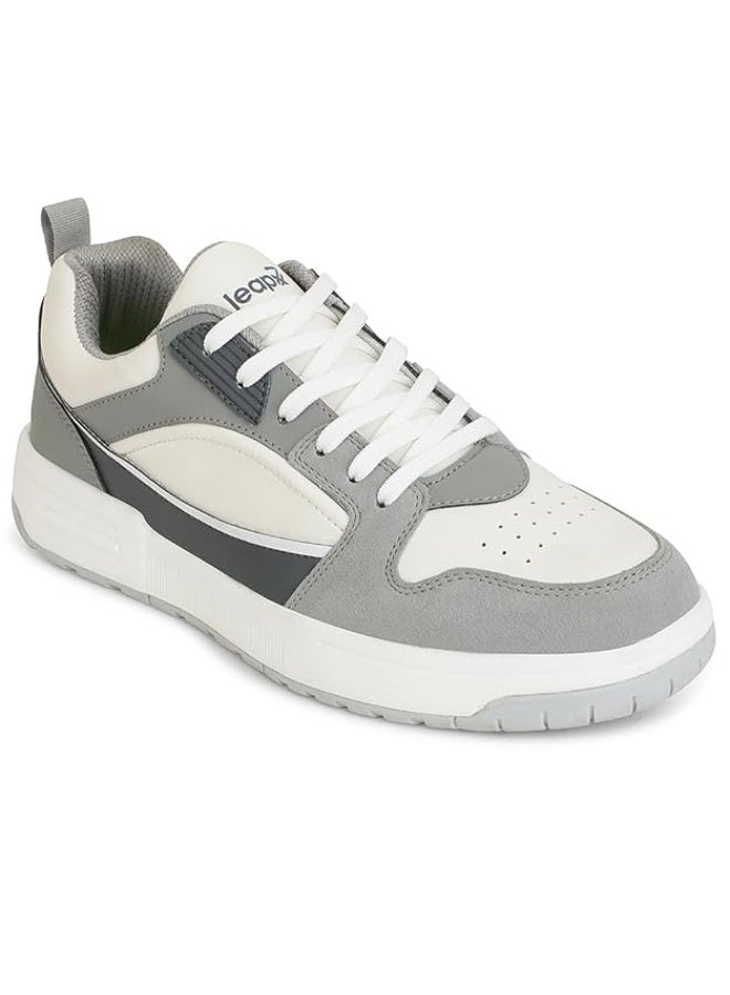 Liberty Leap7x LAPON-1E Men's Casual Lacing Sneakers, Light Grey | Suitable For Walking Travel, College, Office | Comfortable Lace-Up Casual Shoes | Lightweight Stylish Fashion Footwear - Image 1