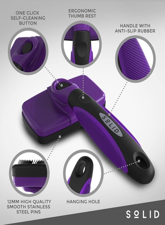 SOLID Pet Slicker Brush - Dog & Cat Brush for Shedding & Grooming - Dematting & Detangling Self-Cleaning Brushes for Dogs, Cats & Pets - Image 4