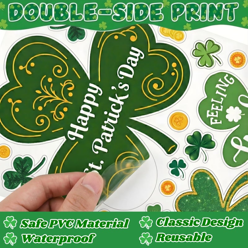 Backtopeia St Patricks Day Window Clings Stickers | 200Pcs St Patricks Clings Party Decorations Shamrock Rainbow Clovers Irish Holiday Craft Window Decal Indoor Outdoor Accessories Party Supplies DÃ©cor-8Sheets - Image 5