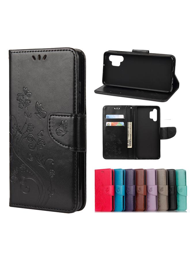 S-TOP Case For Samsung Galaxy A32 4G Butterfly Flower Pattern Horizontal Flip Leather Case with Holder & Card Slots & Wallet - Image 1